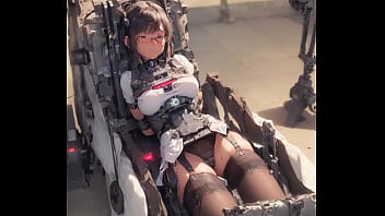 機械に捕まっている眼鏡っ娘
