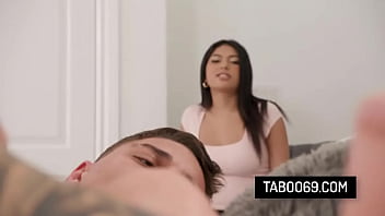 Teen don't mind sharing her bf with her slutty blonde stepmother