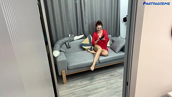 Home camera footage catches cheating redhead mature cop in uniform with black suspect fucking after she puts on uniform