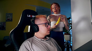 She wants my cock so bad she sucks it during my game