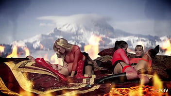 Even while flames surround them the dyke milfs can think of nothing but their aching cunts they get on their knees to rim their bums and wet their twats before taking their sex toy for pummeling