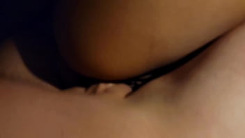 Pretty girl laughing during interracial quickie