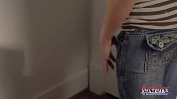 Skinny brunette livia fingers her pussy with a dildo and sucks a big cock