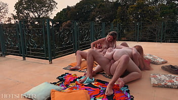 4some with 2 busty redheads and a hot blonde