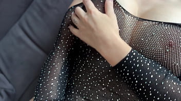 Blonde bombshell is fucked on sofa massive cum all over her bust