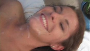 Frisky cutie acquires facial cum load