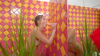 Anal dildo solo masturbation in bathroom