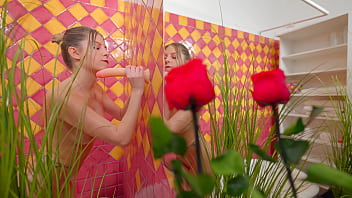 Anal dildo solo masturbation in bathroom