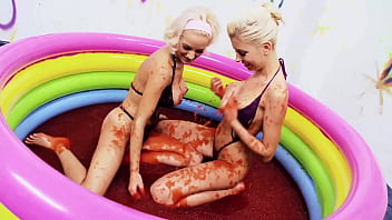 Christine love and lou lou lick cherry jam off of each others nipples