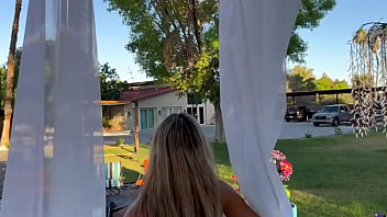 Blonde with nice tits masturbates with a strangely shaped dildo