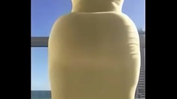 Booty clap and twerk in yellow dress low