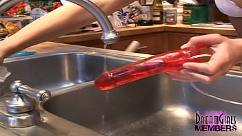 Horny brunette vibrates her clit and cums hard