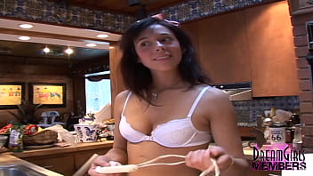 Horny brunette vibrates her clit and cums hard