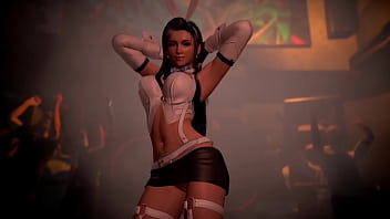 Lewd athletic tifa in rabbit costume entertains clients with erotic dance