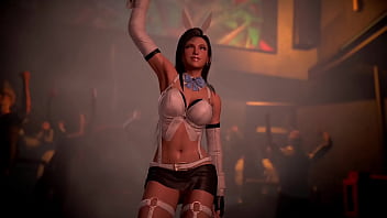 Lewd athletic tifa in rabbit costume entertains clients with erotic dance Lewd athletic tifa in rabbit costume entertains clients with erotic dance
