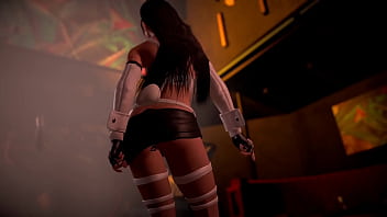 Lewd athletic tifa in rabbit costume entertains clients with erotic dance