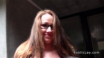 Amateur flashing breasts for cash in public