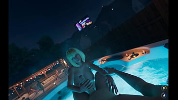 Giant tits blonde college girl jerks until cum player in videogame