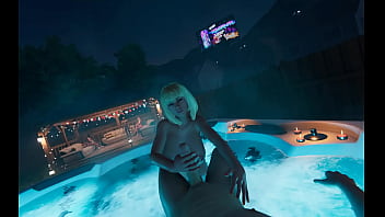 Giant tits blonde college girl jerks until cum player in videogame