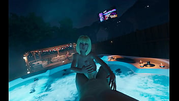 Giant tits blonde college girl jerks until cum player in videogame