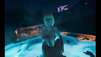Giant tits blonde college girl jerks until cum player in videogame