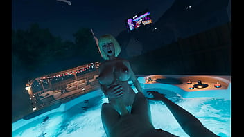 Giant tits blonde college girl jerks until cum player in videogame