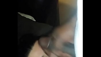 Fat chick eating his black balls