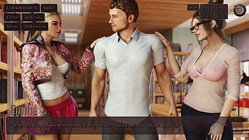 Threesome with two hot collage girl in public library living with temptation