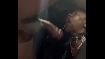 Petite ebony sucks cum out of trucker Petite ebony sucks cum out of trucker