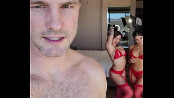 Beautiful strippers sharing big cock in hot threesome