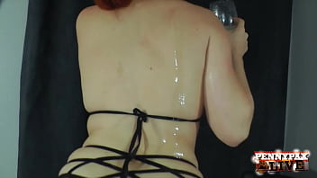 Oiled up penny in lingerie pax drills her sweet cunt with a dildo