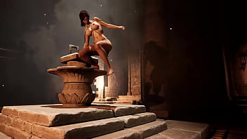 A thick mysterious totem dildo visits lara's hole 3d hentai