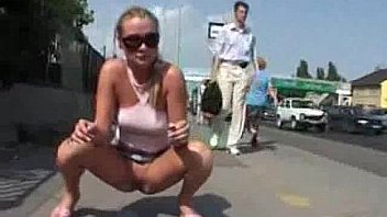 Girl kicked while pissing