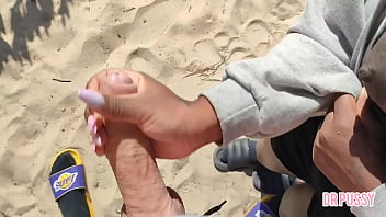 Pregnant woman is abandoned by her husband and masturbates a stranger on the beach without him knowing until she gets all the milk out like a nymphomaniac and even lets him touch her big breasts