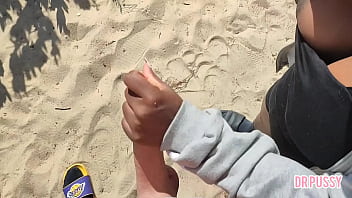 Pregnant woman is abandoned by her husband and masturbates a stranger on the beach without him knowing until she gets all the milk out like a nymphomaniac and even lets him touch her big breasts