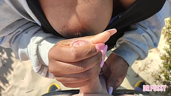 Pregnant woman is abandoned by her husband and masturbates a stranger on the beach without him knowing until she gets all the milk out like a nymphomaniac and even lets him touch her big breasts