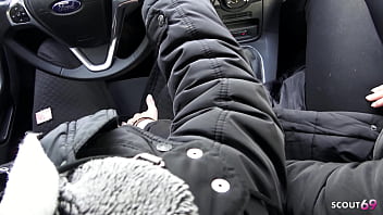 German teen talk to risky cheating fuck at first date with stranger in his car diretly in berlin city without condom