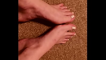 Wife naughty feet play with my cock