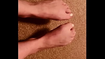 Wife naughty feet play with my cock