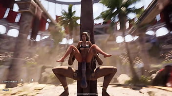 The ancient statue has awakened and is now rhythmically pounding lara in all her holes 3d hentai game animation