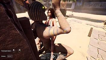 The ancient statue has awakened and is now rhythmically pounding lara in all her holes 3d hentai game animation
