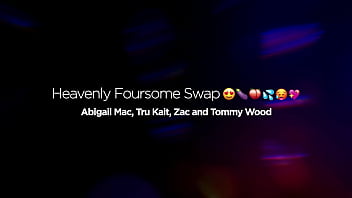 Really busty brunette pornstar abigail mac and tru kait swapping big cocks foursome