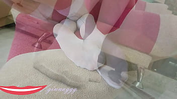 Ginnagg trying on new white stockings