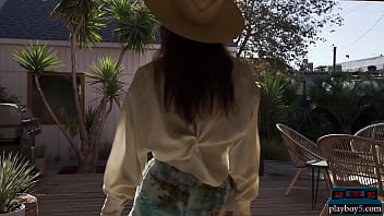 Arab playboy babe with big tits and ass shows off her amazing body outdoor in a garden