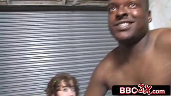 Six big black cocks give smalltown girl a gritty gangbang introduction