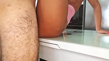 He was so horny he couldn`t resist and fucked me hard in the kitchen
