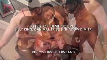 Kitty gets blowbanged by 3 cocks & bukkake