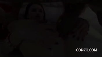 Deep triple pussy ride with moaning blonde on the boardroom table gasping with every stretch