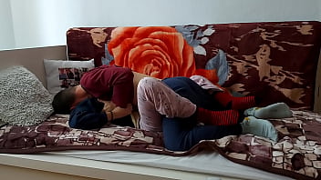 College teens fucking hard in socks and he fills the condom with cum