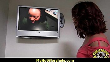 I sneak black bj as i fuck husband thrue gloryhole 9